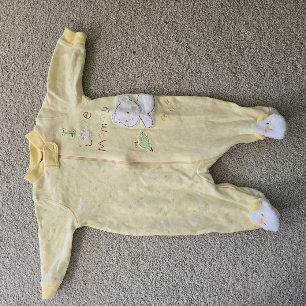 🧸Yellow Baby One Piece with Bear Design